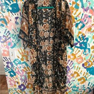 Floral Black and Brown Women's Robe